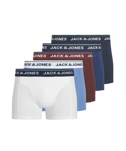 Jack & Jones Heren Boxershorts Trunks JACBRANCO 5-Pack Effen Blauw/Rood/Wit