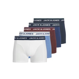 Jack & Jones Men's Boxer Shorts Trunks JACBRANCO 5-Pack Plain Blue/Red/White