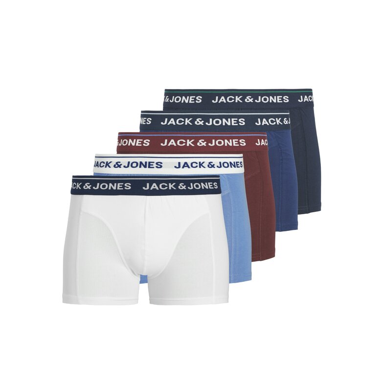 Jack & Jones Jack & Jones Men's Boxer Shorts Trunks JACBRANCO 5-Pack Plain Blue/Red/White