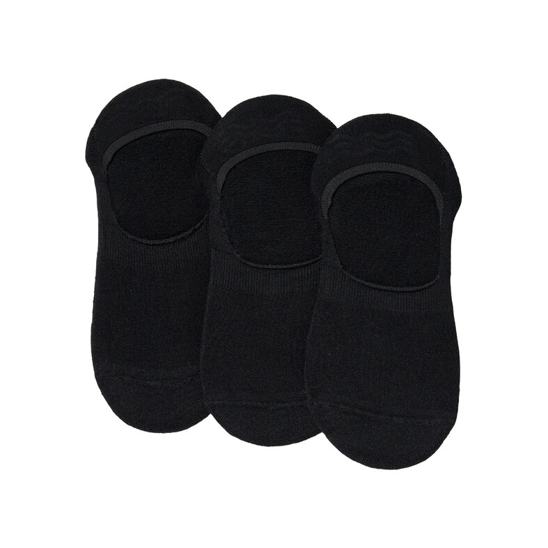 Apollo Apollo Ladies/Gentlemen Bamboo Footies No Show Socks Non-Slip 3-Pack Black