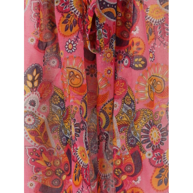 Sarlini Sarlini Ladies Tunic Beach Dress Polyester Kaftan Print Pink