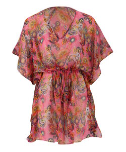 Sarlini Ladies Tunic Beach Dress Polyester Kaftan Print Pink