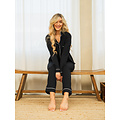 By Louise By Louise Dames Pyjama Set Lang Modal Met Knoopsluiting Donkerblauw