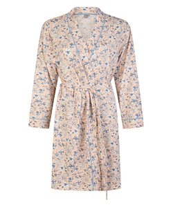 By Louise Ladies Kimono Morning Coat Cotton Soft Orange/Blue Floral