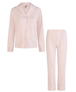 By Louise Dames Pyjama Set Lang Modal Met Knoopsluiting Roze