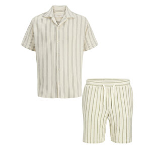 Jack & Jones Men's Co-ord Set White Striped