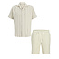 Jack & Jones Jack & Jones Heren Co-ord Set Wit Gestreept