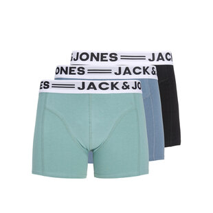 Jack & Jones Heren Boxershorts Trunks SENSE 3-Pack Effen Turquoise/Blauw/Zwart