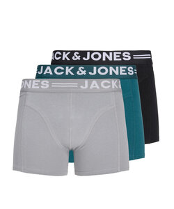 Jack & Jones Heren Boxershorts Trunks SENSE 3-Pack Effen Grijs/Blauw/Zwart