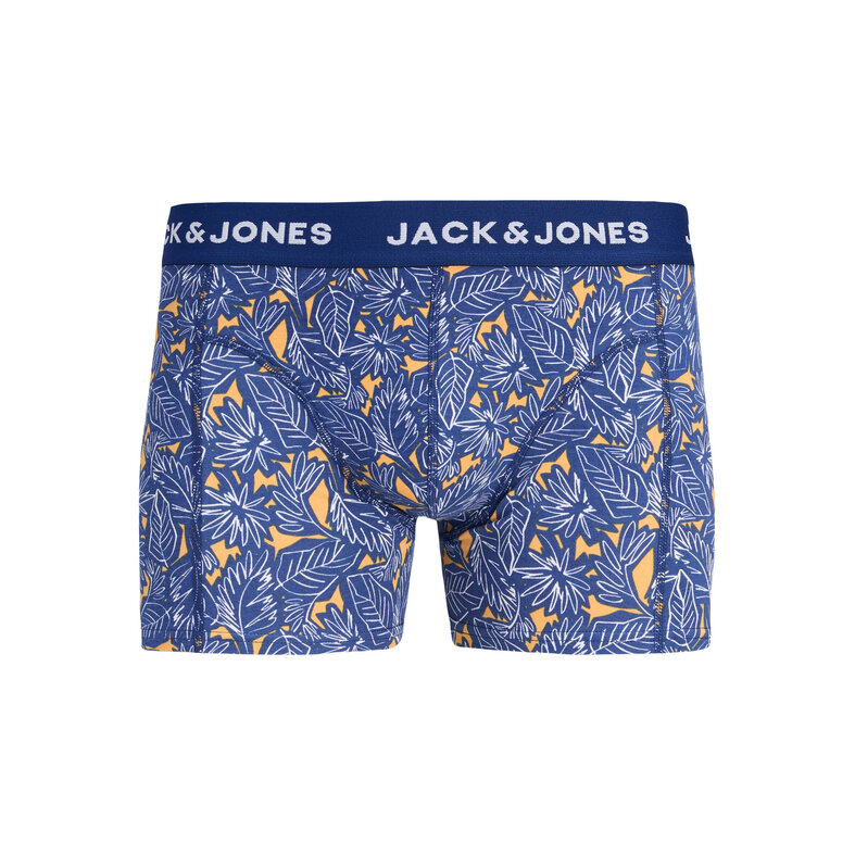 Jack & Jones Jack & Jones Heren Boxershorts Trunks JACKEVIN 3-Pack Gestreept/Bladeren Print  Donkerblauw