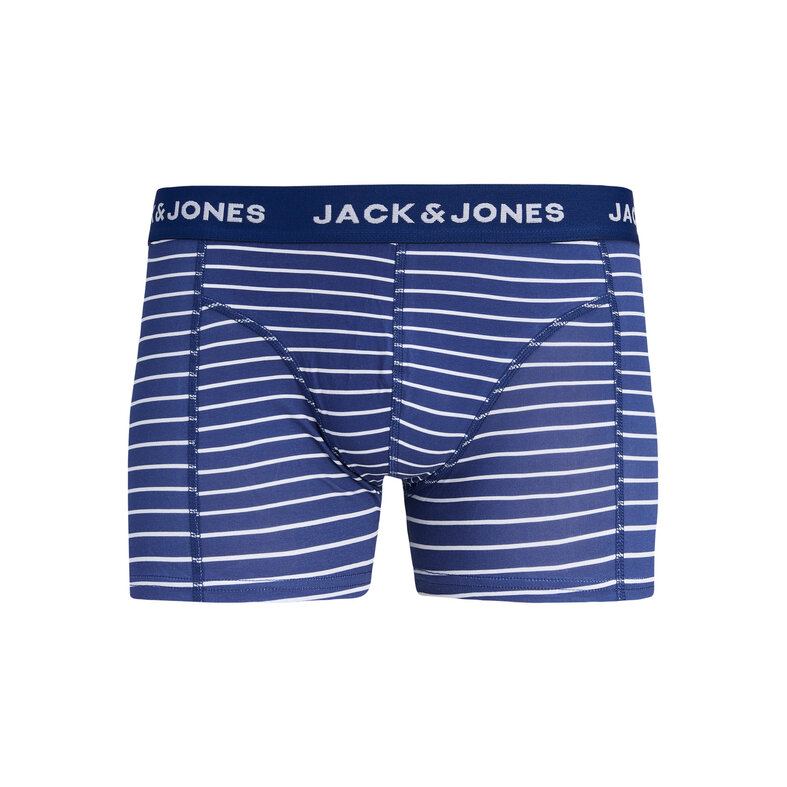 Jack & Jones Jack & Jones Heren Boxershorts Trunks JACKEVIN 3-Pack Gestreept/Bladeren Print  Donkerblauw
