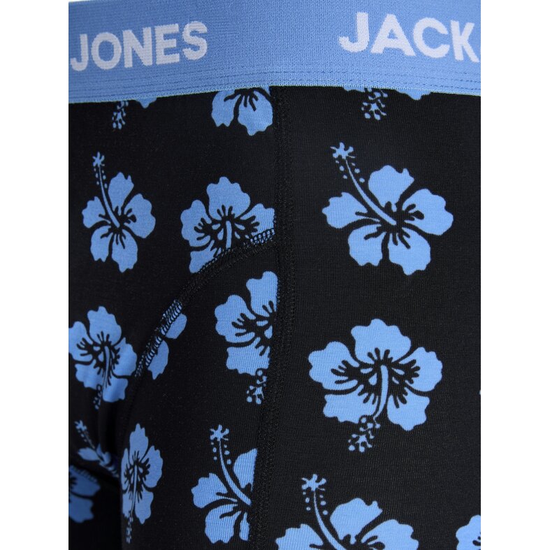 Jack & Jones Jack & Jones Heren Boxershorts Trunks JACMAUDO Gebloemd 3-Pack Donkerblauw/Zwart