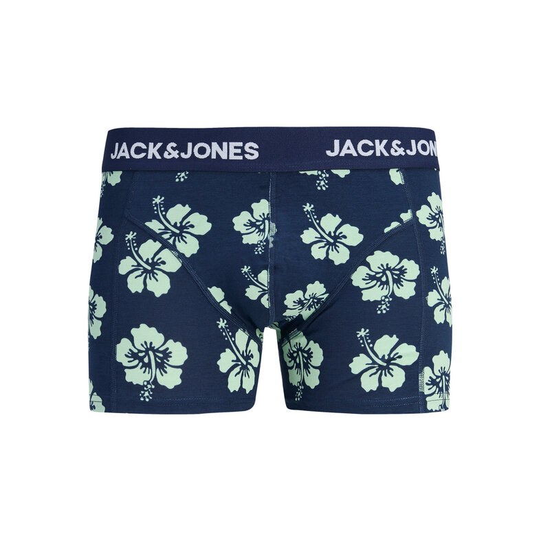 Jack & Jones Jack & Jones Heren Boxershorts Trunks JACMAUDO Gebloemd 3-Pack Donkerblauw/Zwart