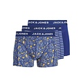 Jack & Jones Jack & Jones Heren Boxershorts Trunks JACKEVIN 3-Pack Gestreept/Bladeren Print  Donkerblauw