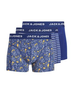Jack & Jones Men's Boxer Shorts Trunks JACKEVIN 3-Pack Striped/Blade Print Dark Blue