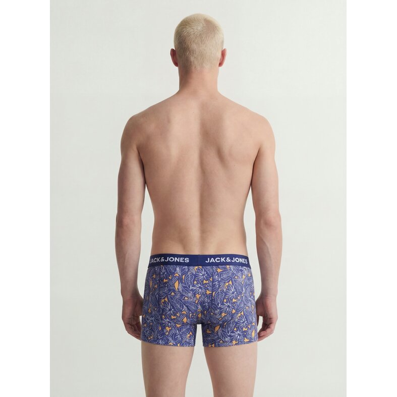 Jack & Jones Jack & Jones Heren Boxershorts Trunks JACKEVIN 3-Pack Gestreept/Bladeren Print  Donkerblauw