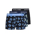 Jack & Jones Jack & Jones Heren Boxershorts Trunks JACMAUDO Gebloemd 3-Pack Donkerblauw/Zwart