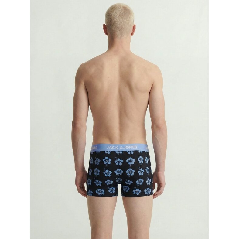 Jack & Jones Jack & Jones Heren Boxershorts Trunks JACMAUDO Gebloemd 3-Pack Donkerblauw/Zwart