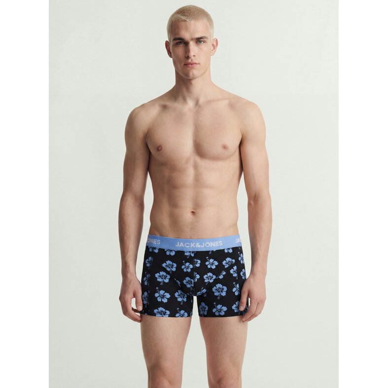 Jack & Jones Jack & Jones Heren Boxershorts Trunks JACMAUDO Gebloemd 3-Pack Donkerblauw/Zwart