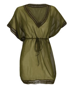 Sarlini Dames Tuniek Strandjurk Polyester Chiffon Effen Kaki