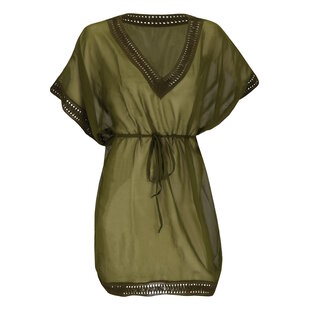 Sarlini Dames Tuniek Strandjurk Polyester Chiffon Effen Kaki