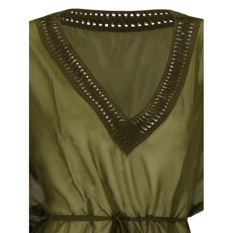 Sarlini Sarlini Dames Tuniek Strandjurk Polyester Chiffon Effen Kaki