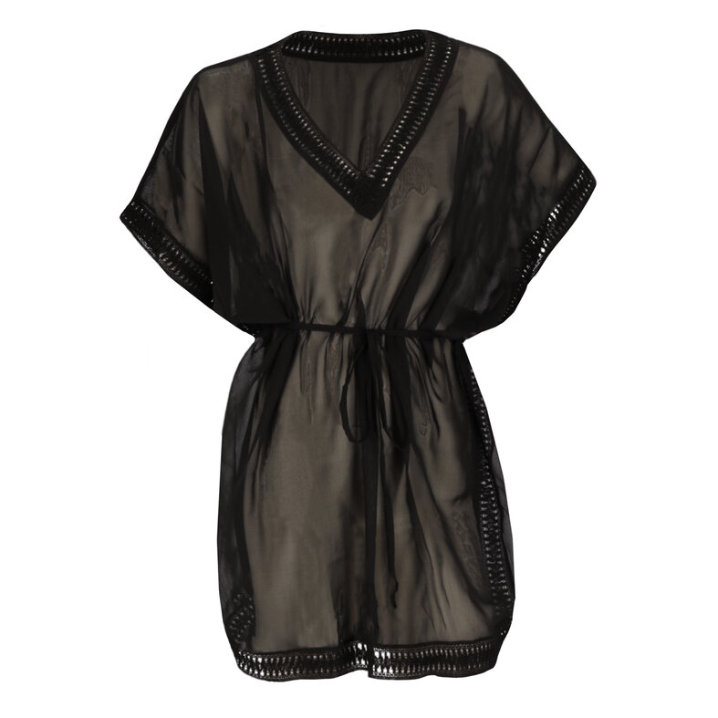 Sarlini Sarlini Dames Tuniek Strandjurk Polyester Chiffon Effen Zwart