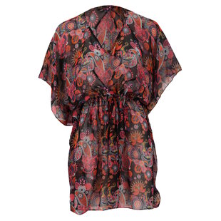 Sarlini Dames Tuniek Strandjurk Polyester Kaftan Print Zwart