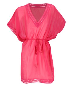 Sarlini Dames Tuniek Strandjurk Polyester Chiffon Effen Fuchsia Felroze