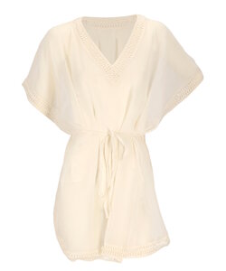 Sarlini Ladies Tunic Beach Dress Polyester Chiffon Solid Off-White
