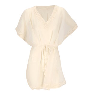 Sarlini Dames Tuniek Strandjurk Polyester Chiffon Effen Off-White