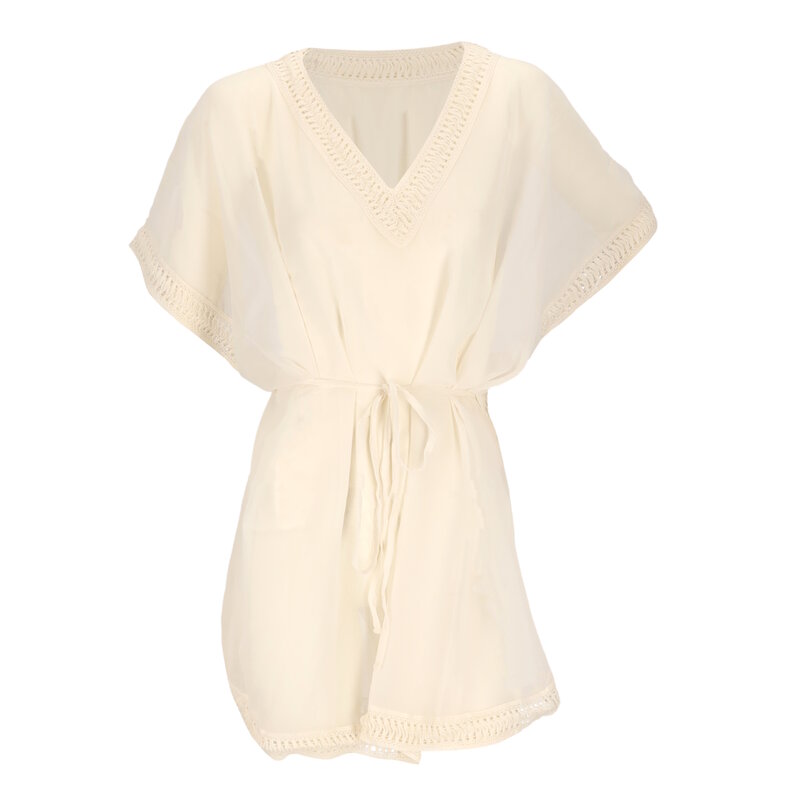 Sarlini Sarlini Dames Tuniek Strandjurk Polyester Chiffon Effen Off-White