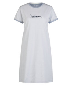 By Louise Essential Ladies Nightshirt Short Sleeve Striped Light Blue