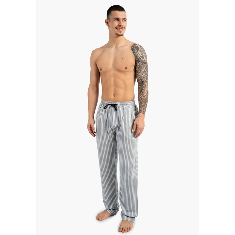 Phil & Co Phil & Co Men's Long Pyjama Pants 2-Pack Gray Striped/Dark Blue