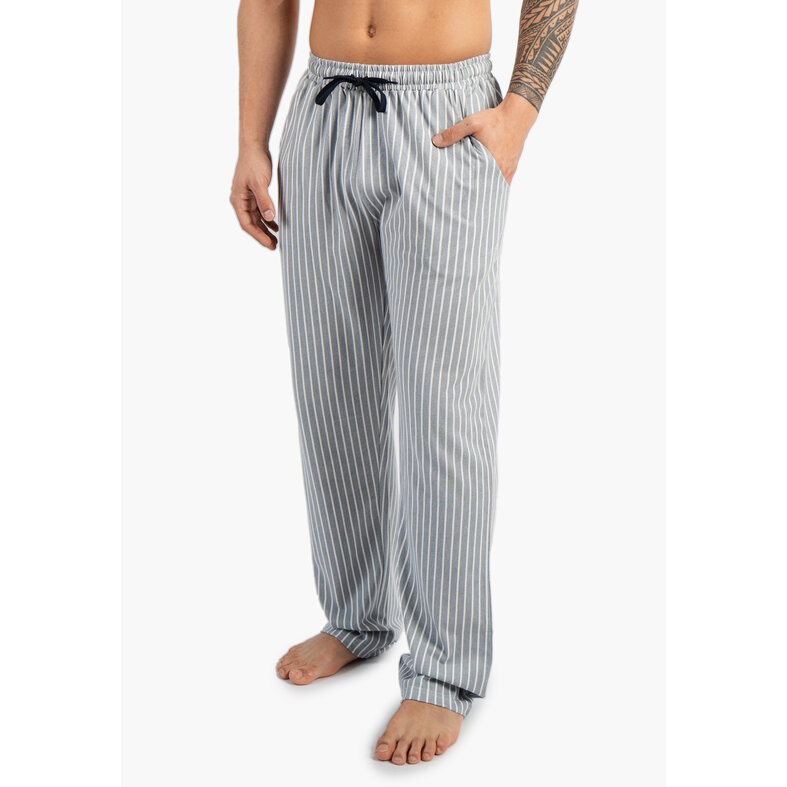 Phil & Co Phil & Co Men's Long Pyjama Pants 2-Pack Gray Striped/Dark Blue