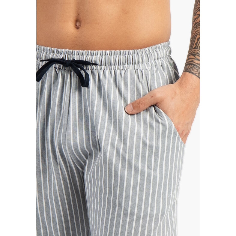 Phil & Co Phil & Co Men's Long Pyjama Pants 2-Pack Gray Striped/Dark Blue
