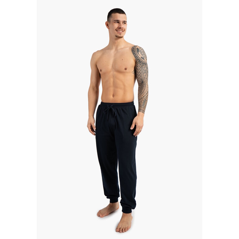 Phil & Co Phil & Co Men's Long Pyjama Pants 2-Pack Blue Checkered/Dark Blue