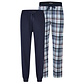 Phil & Co Phil & Co Heren Lange Pyjamabroeken 2-Pack Blauw Geruit/Donkerblauw