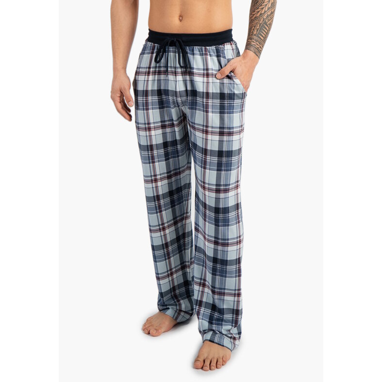 Phil & Co Phil & Co Men's Long Pyjama Pants 2-Pack Blue Checkered/Dark Blue