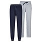 Phil & Co Phil & Co Men's Long Pyjama Pants 2-Pack Gray Striped/Dark Blue