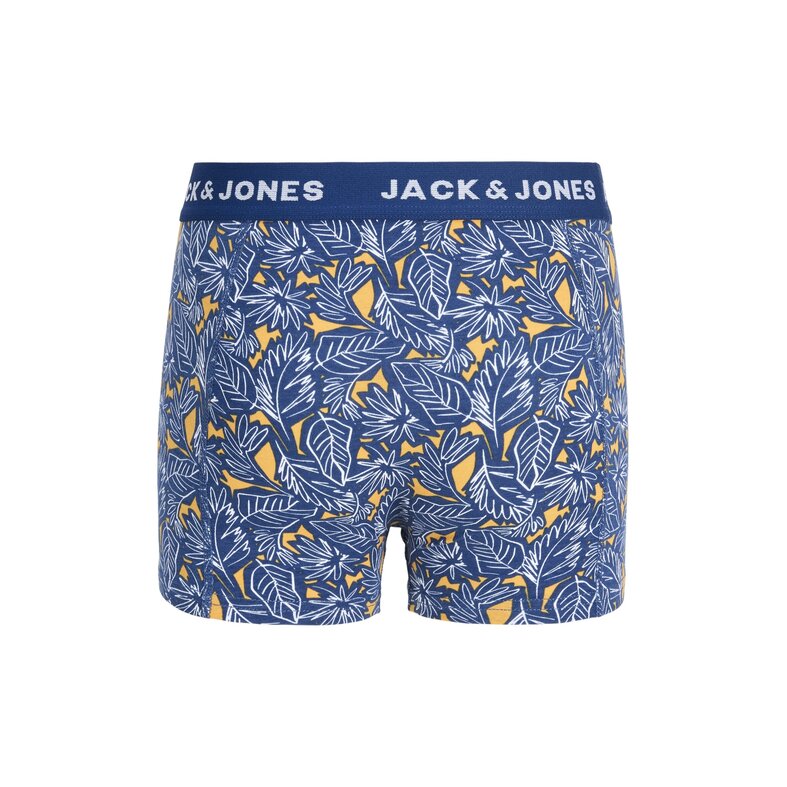 Jack & Jones Junior Jack & Jones Junior Jongens Boxershorts Trunks JACKEVIN 3-Pack Gestreept/Bladeren Print Donkerblauw