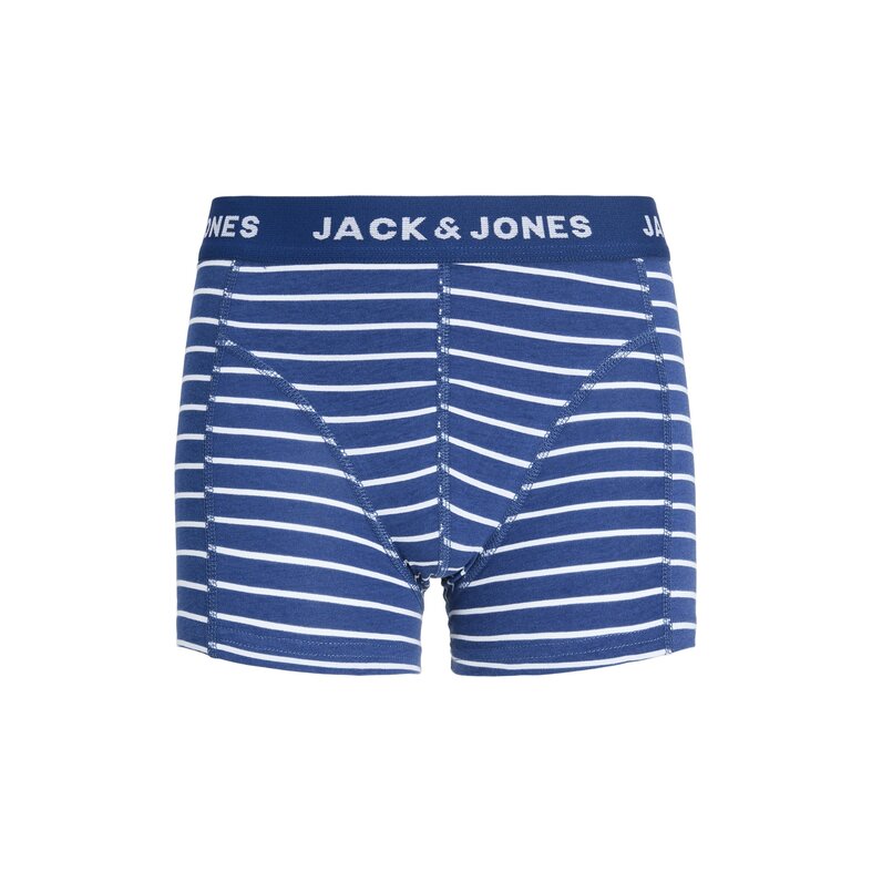 Jack & Jones Junior Jack & Jones Junior Jongens Boxershorts Trunks JACKEVIN 3-Pack Gestreept/Bladeren Print Donkerblauw