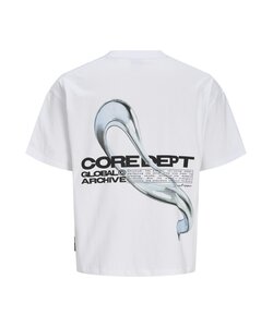 Jack & Jones Heren Chrome Backprint T-Shirt JCOBIARRITZ Wit