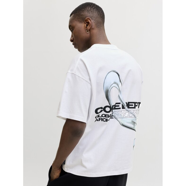 Jack & Jones Jack & Jones Heren Chrome Backprint T-Shirt JCOBIARRITZ Wit