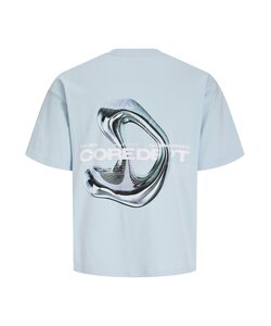 Jack & Jones Heren Chrome Backprint T-Shirt JCOBIARRITZ Lichtblauw