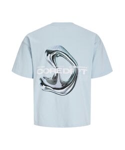 Jack & Jones Men's Chrome Backprint T-Shirt JCOBIARRITZ Light Blue