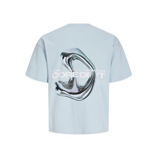 Jack & Jones Men's Chrome Backprint T-Shirt JCOBIARRITZ Light Blue