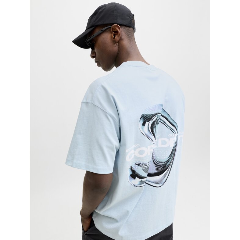 Jack & Jones Jack & Jones Men's Chrome Backprint T-Shirt JCOBIARRITZ Light Blue