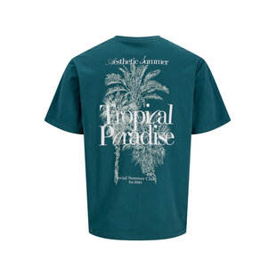 JJ REBEL Men's Backprint T-shirt JREBCHRISTIAN Teal