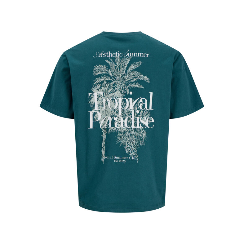 Jack & Jones JJ REBEL Heren Backprint T-shirt JREBCHRISTIAN Teal